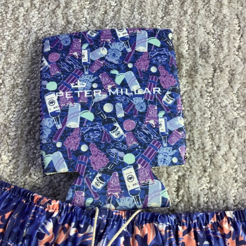 Peter Millar Seaside‎ Mens Blue Abstract Swirl Swim Trunks Shorts Size S NWT